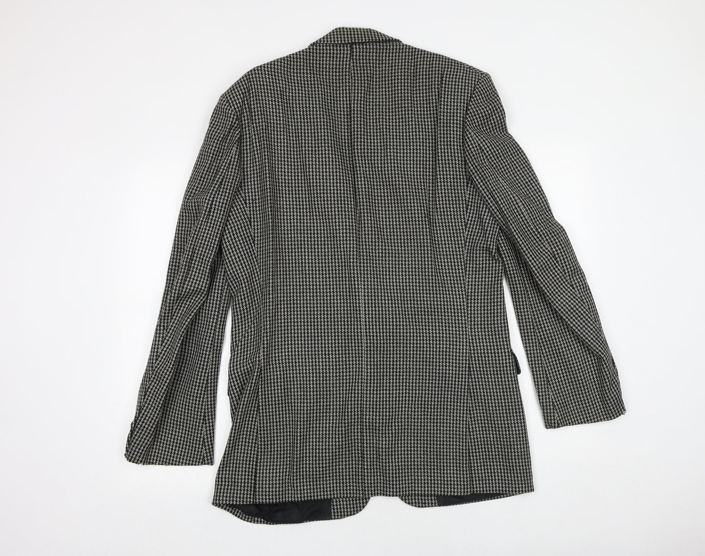 St Michael Mens Black Geometric Wool Jacket Blazer Size 38 Regular