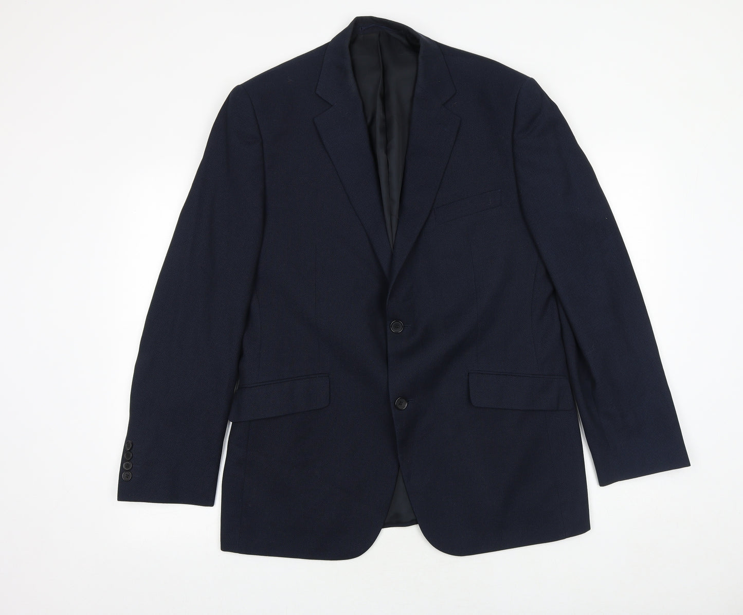 Dehavilland Mens Blue Polyester Jacket Suit Jacket Size 40 Regular