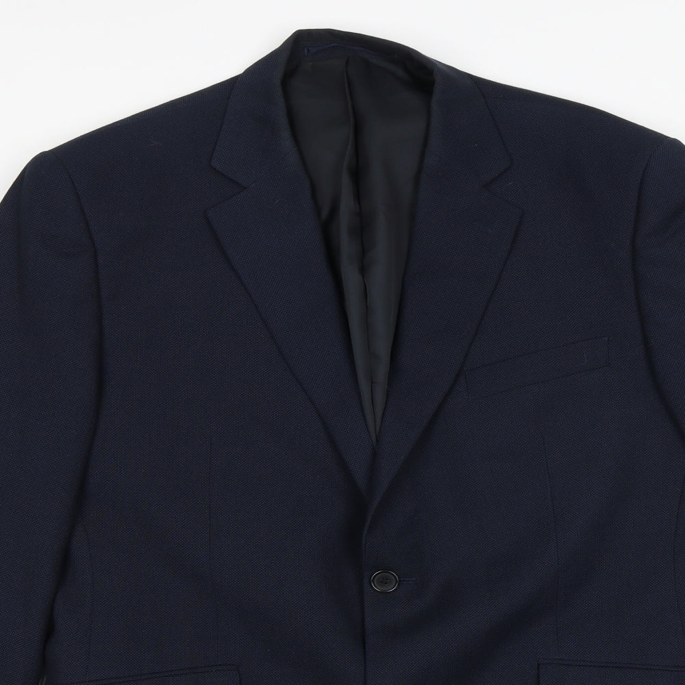 Dehavilland Mens Blue Polyester Jacket Suit Jacket Size 40 Regular