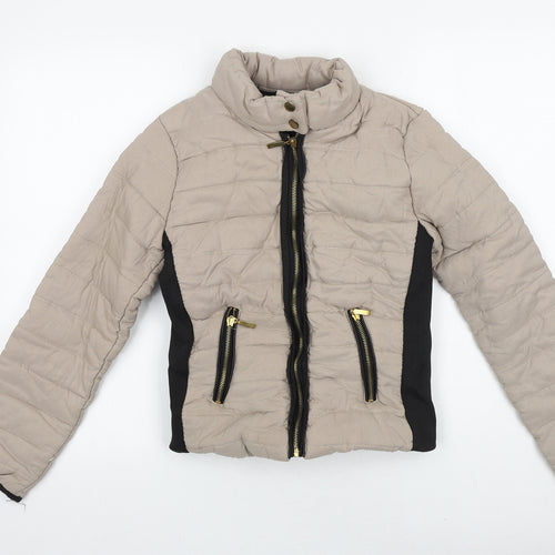 Preworn Womens Beige Puffer Jacket Jacket Size S Zip