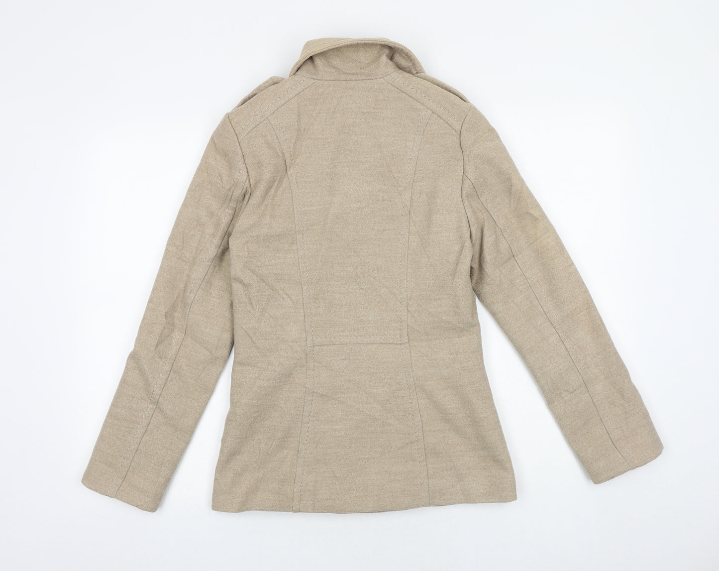 H&M Womens Beige Pea Coat Coat Size 4 Button