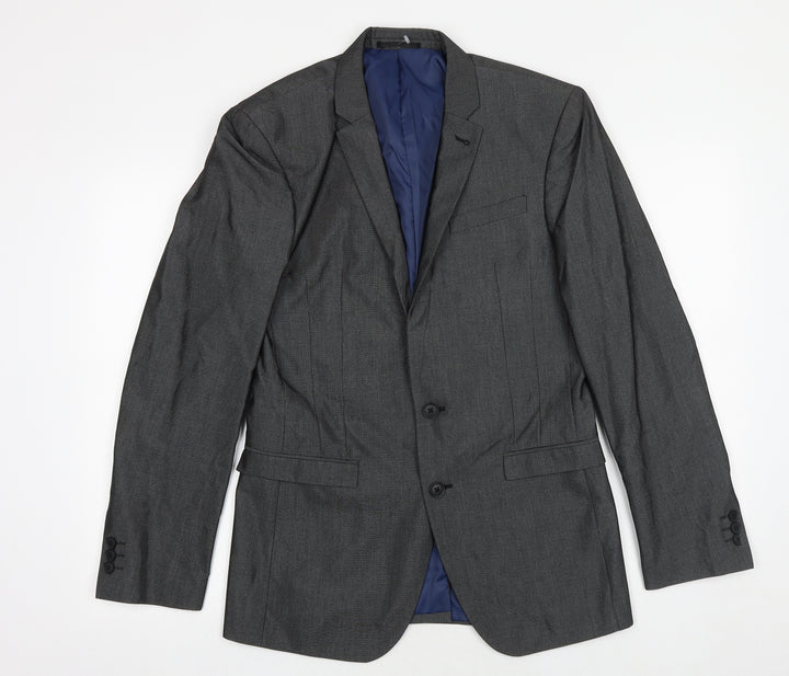 NEXT Mens Grey Polyester Jacket Suit Jacket Size 36 Regular