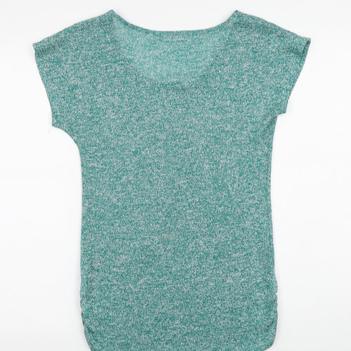 Agenda Womens Green Polyester Basic T-Shirt Size S Boat Neck - Paris