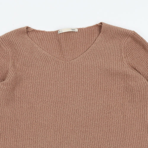 Sfera Womens Pink V-Neck Polyester Pullover Jumper Size L