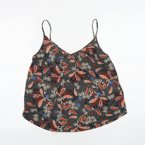 H&M Womens Black Geometric Polyester Camisole Tank Size S V-Neck