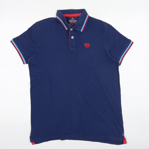 Alcott & Co Boys Blue Polyester Pullover Polo Size L Collared Button