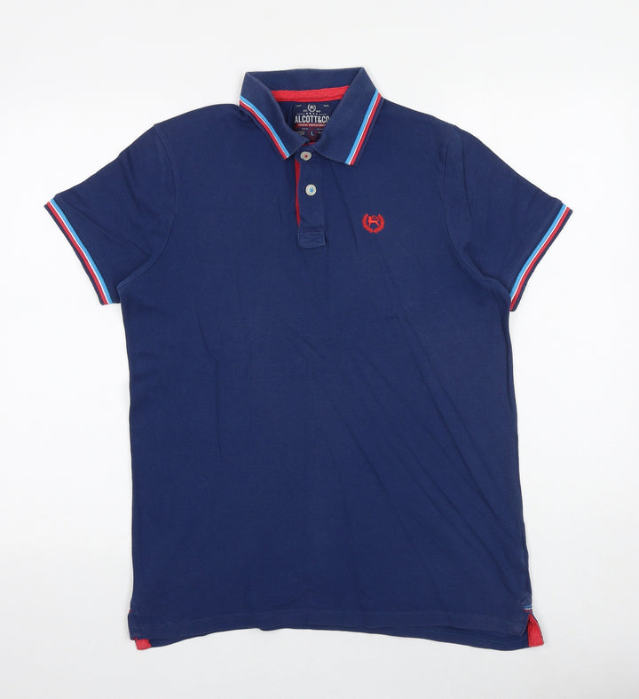 Alcott & Co Boys Blue Polyester Pullover Polo Size L Collared Button