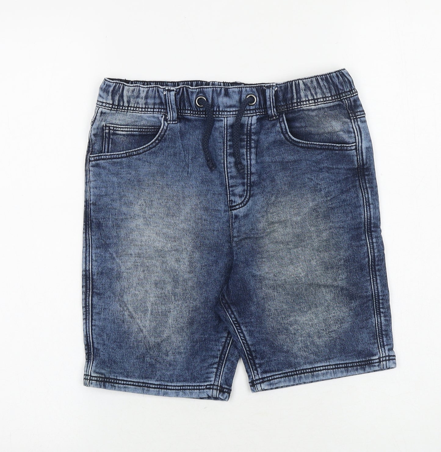 Marks and Spencer Boys Blue Cotton Bermuda Shorts Size 10-11 Years Regular Drawstring