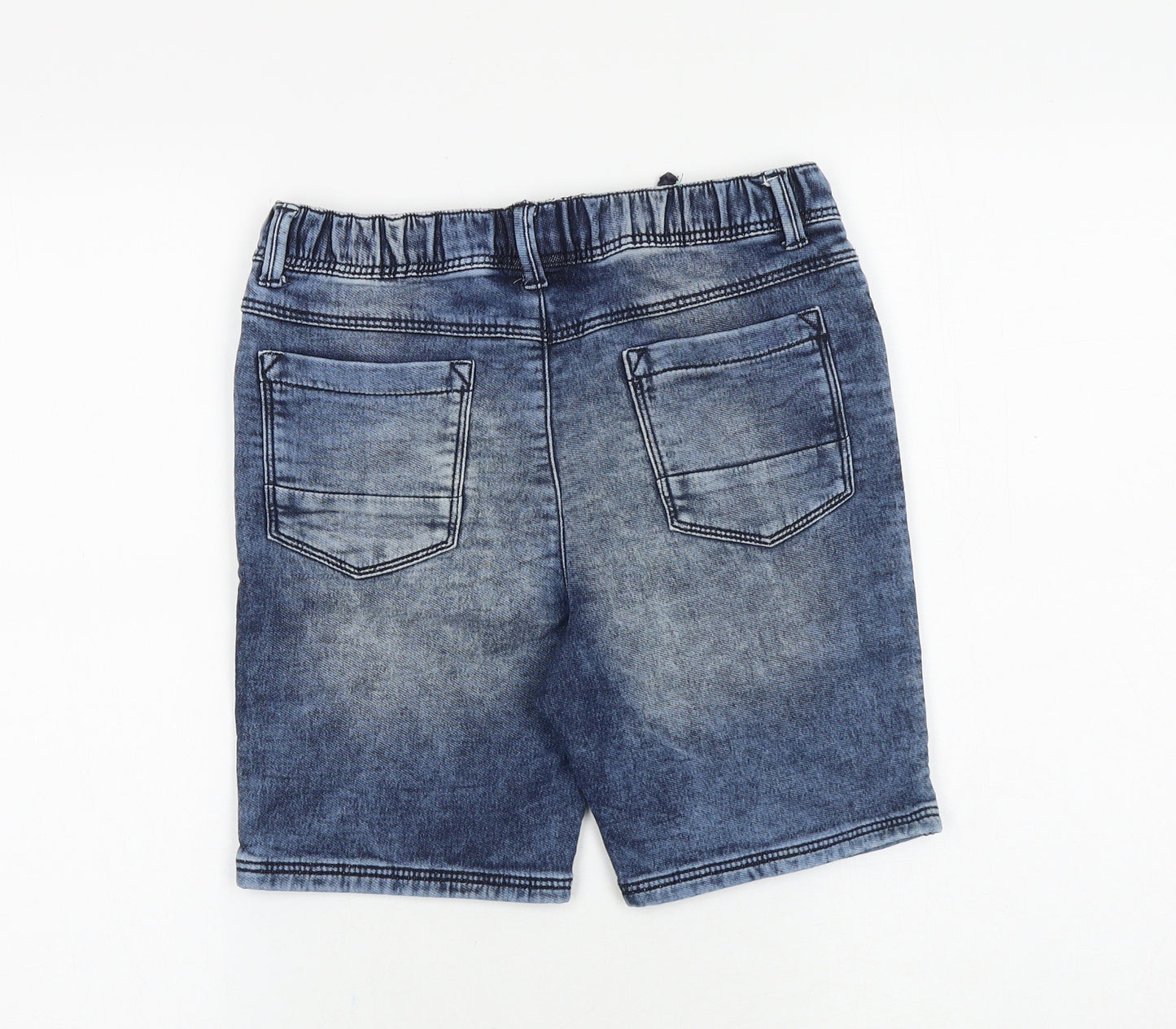 Marks and Spencer Boys Blue Cotton Bermuda Shorts Size 10-11 Years Regular Drawstring