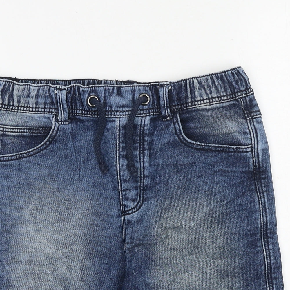 Marks and Spencer Boys Blue Cotton Bermuda Shorts Size 10-11 Years Regular Drawstring