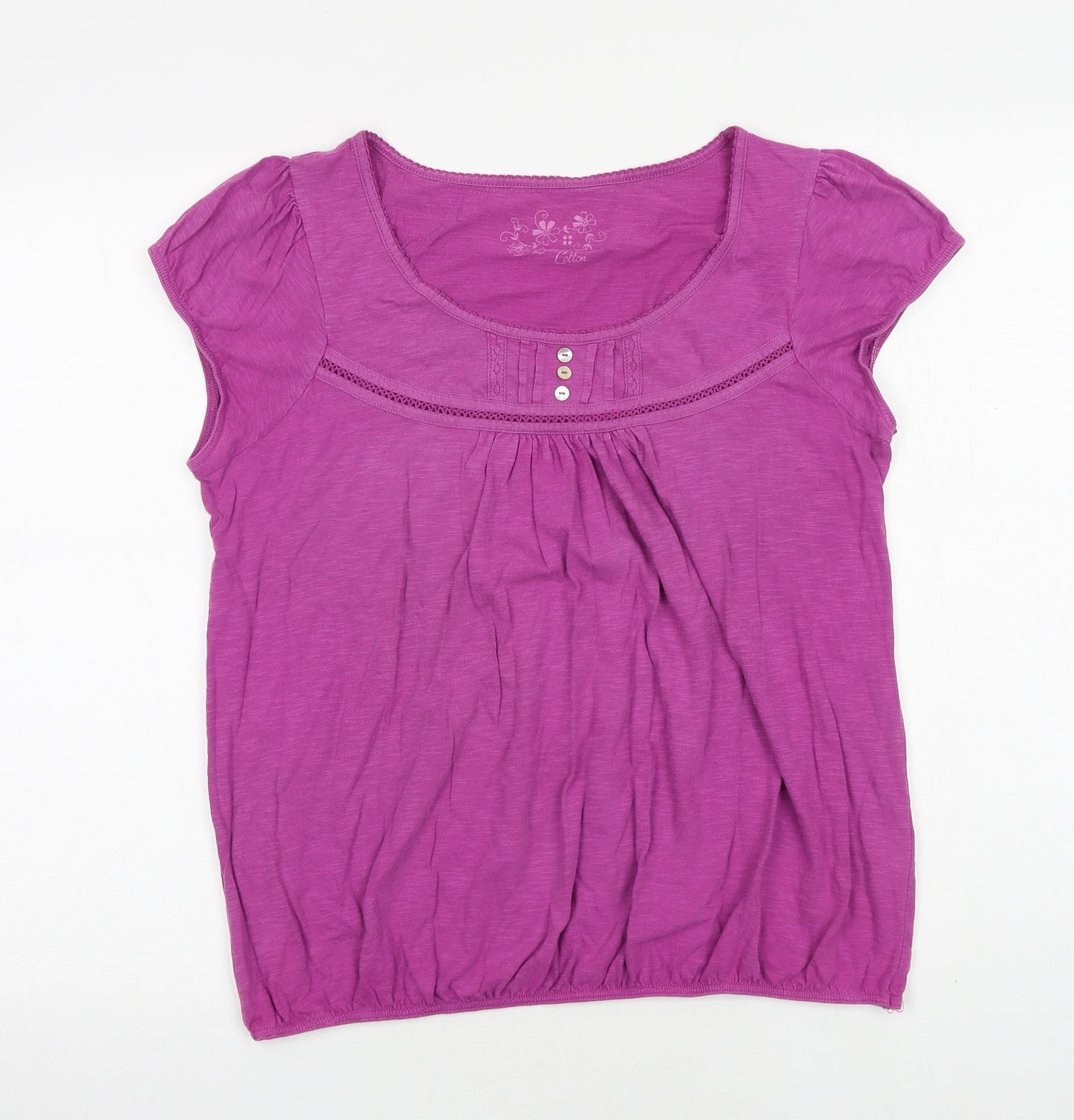 BHS Womens Pink 100% Cotton Basic T-Shirt Size 16 Boat Neck