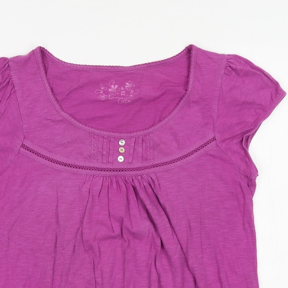 BHS Womens Pink 100% Cotton Basic T-Shirt Size 16 Boat Neck