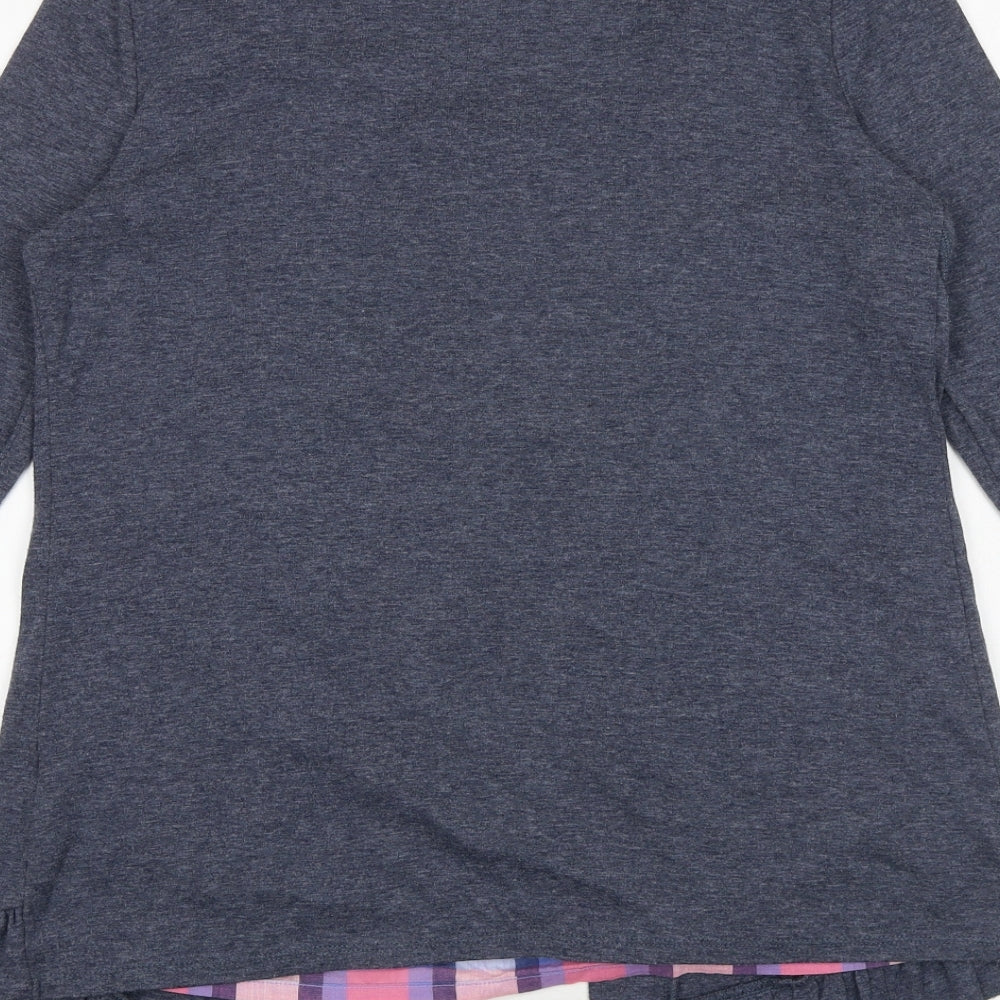 Debenhams Womens Blue Plaid Cotton Basic Blouse Size 14 Scoop Neck - Twin Set