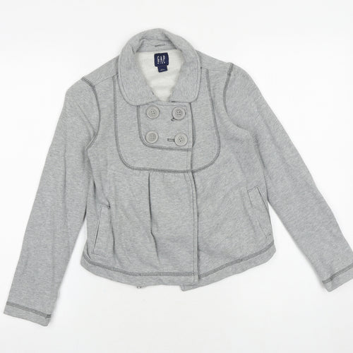Gap Girls Grey Jacket Size 8-9 Years Button