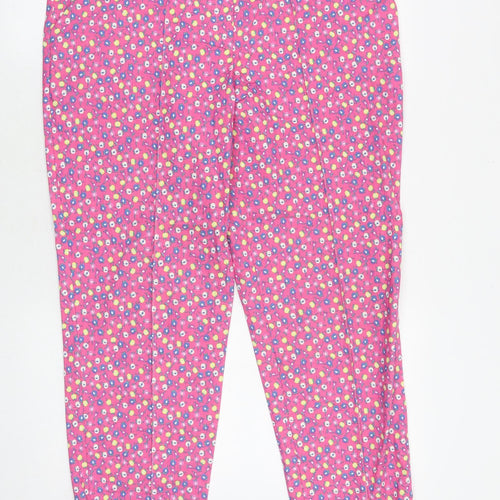 French Kiss Womens Pink Floral Polyester Trousers Size 36 in Regular Zip