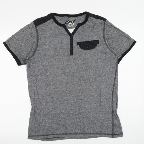 Matalan Mens Black Cotton T-Shirt Size M Round Neck