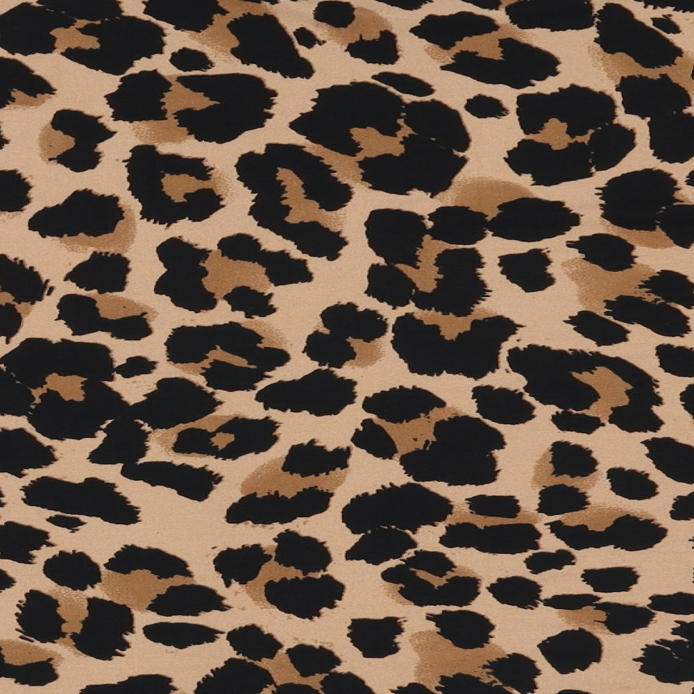 New Look Womens Brown Animal Print Polyester Basic Blouse Size M Round Neck - Leopard Print