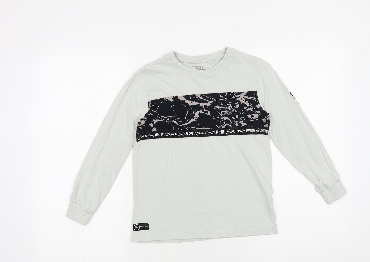 NEXT Boys Grey 100% Cotton Pullover T-Shirt Size 8 Years Round Neck Pullover