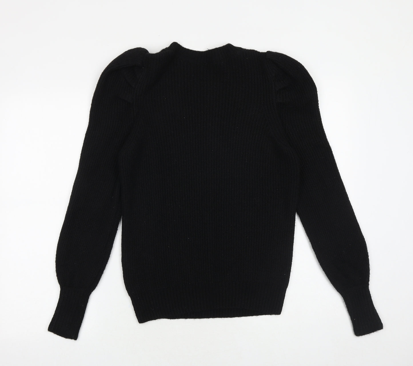 George Womens Black Round Neck Herringbone Acrylic Pullover Jumper Size S