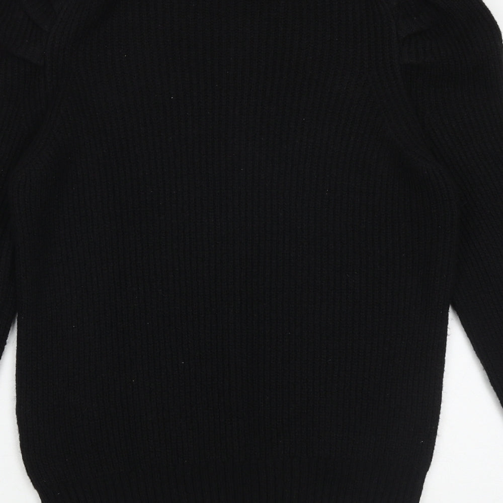 George Womens Black Round Neck Herringbone Acrylic Pullover Jumper Size S