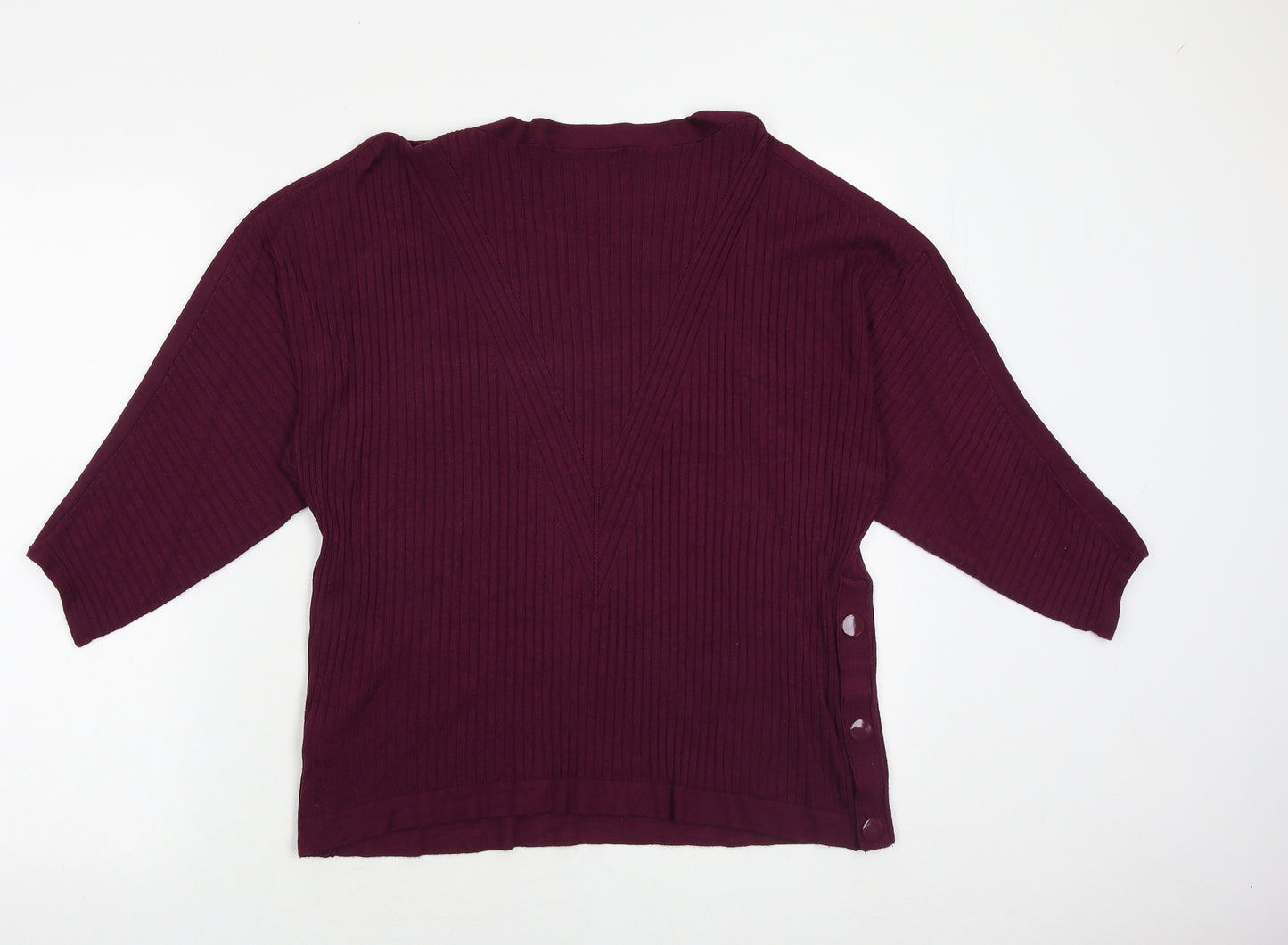 Marks and Spencer Womens Purple Round Neck Viscose Pullover Jumper Size L