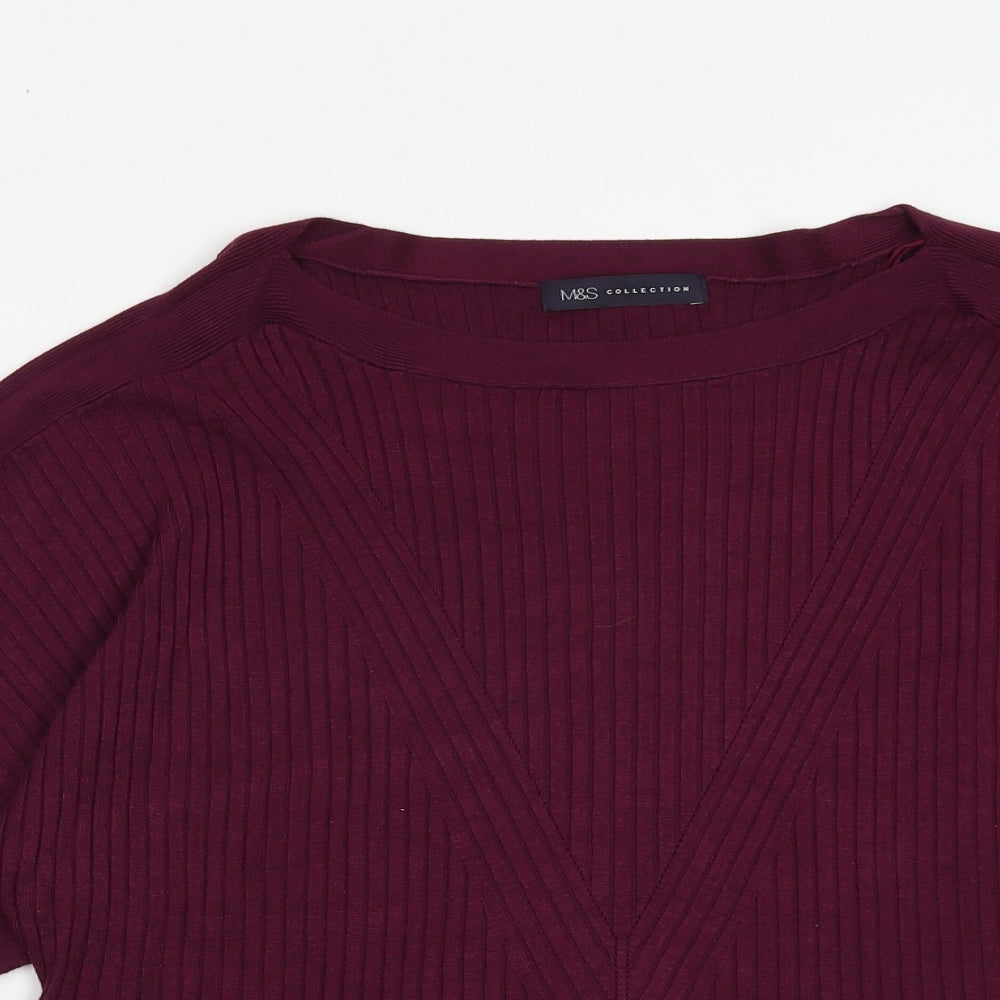 Marks and Spencer Womens Purple Round Neck Viscose Pullover Jumper Size L