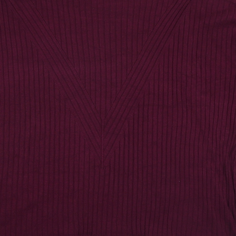 Marks and Spencer Womens Purple Round Neck Viscose Pullover Jumper Size L