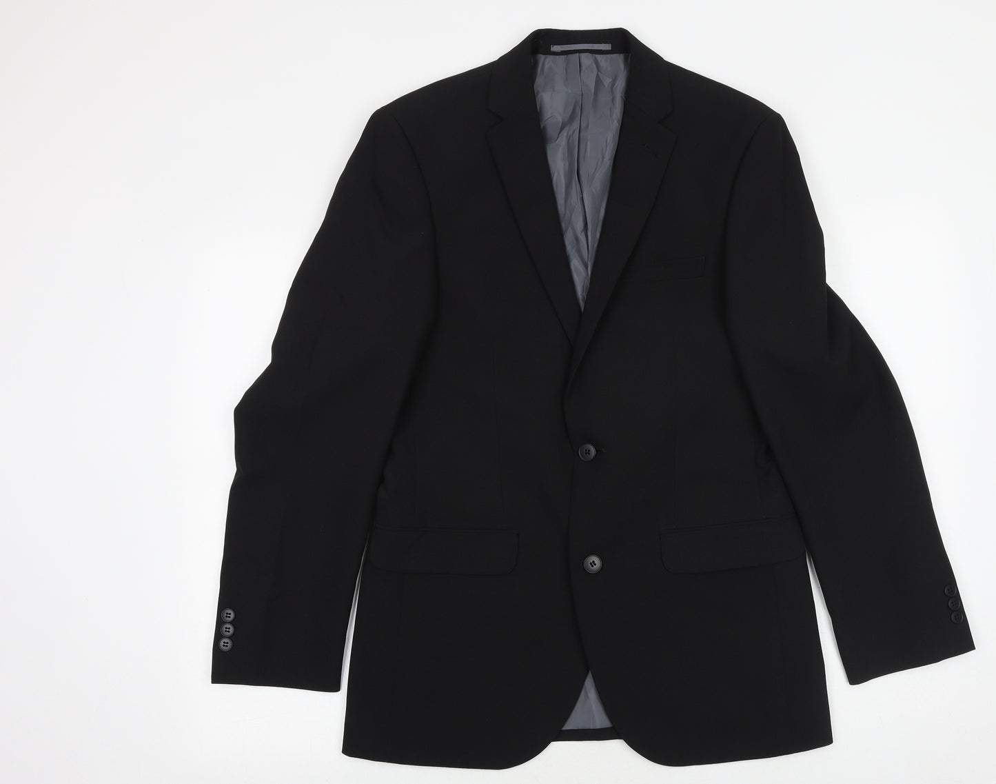 George Mens Black Polyester Jacket Suit Jacket Size 36 Regular