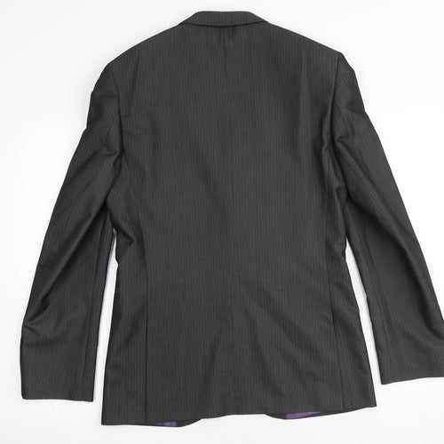 Marks and Spencer Mens Grey Striped Polyester Jacket Suit Jacket Size 38 Regular