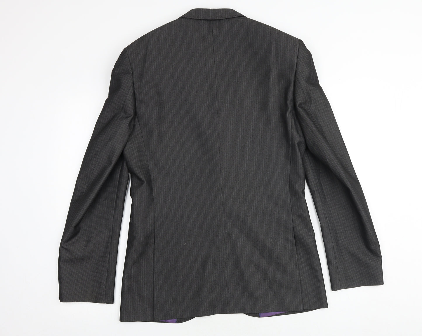 Marks and Spencer Mens Grey Striped Polyester Jacket Suit Jacket Size 38 Regular