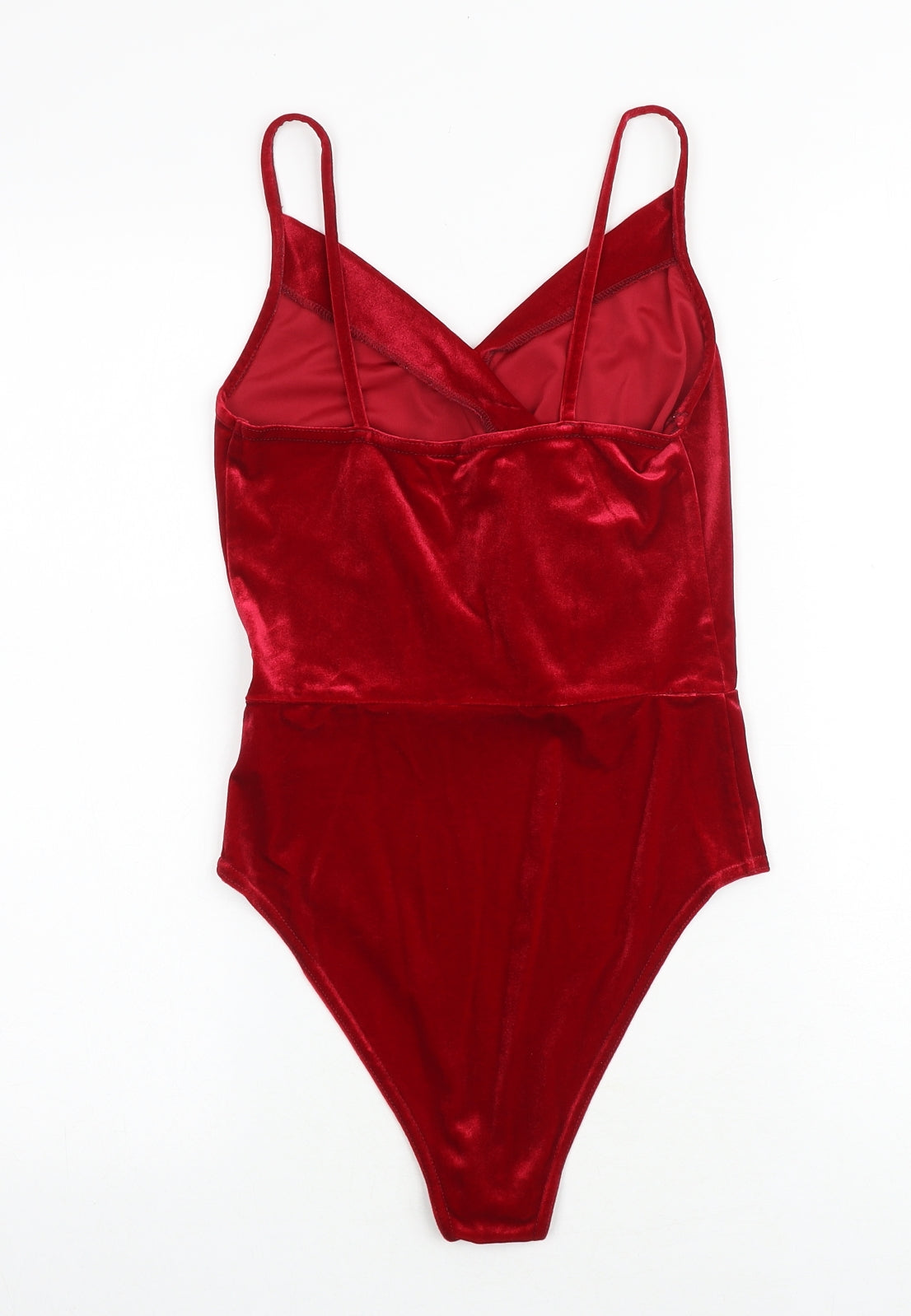 New Look Womens Red Polyester Bodysuit One-Piece Size 8 Snap - Wrap Front Detail