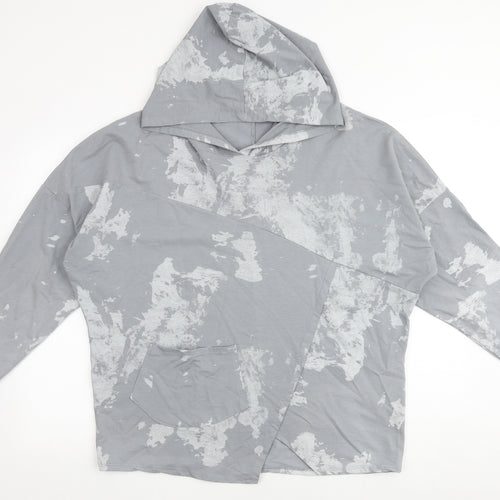 Nabella Womens Grey Geometric Polyester Pullover Hoodie Size S Pullover