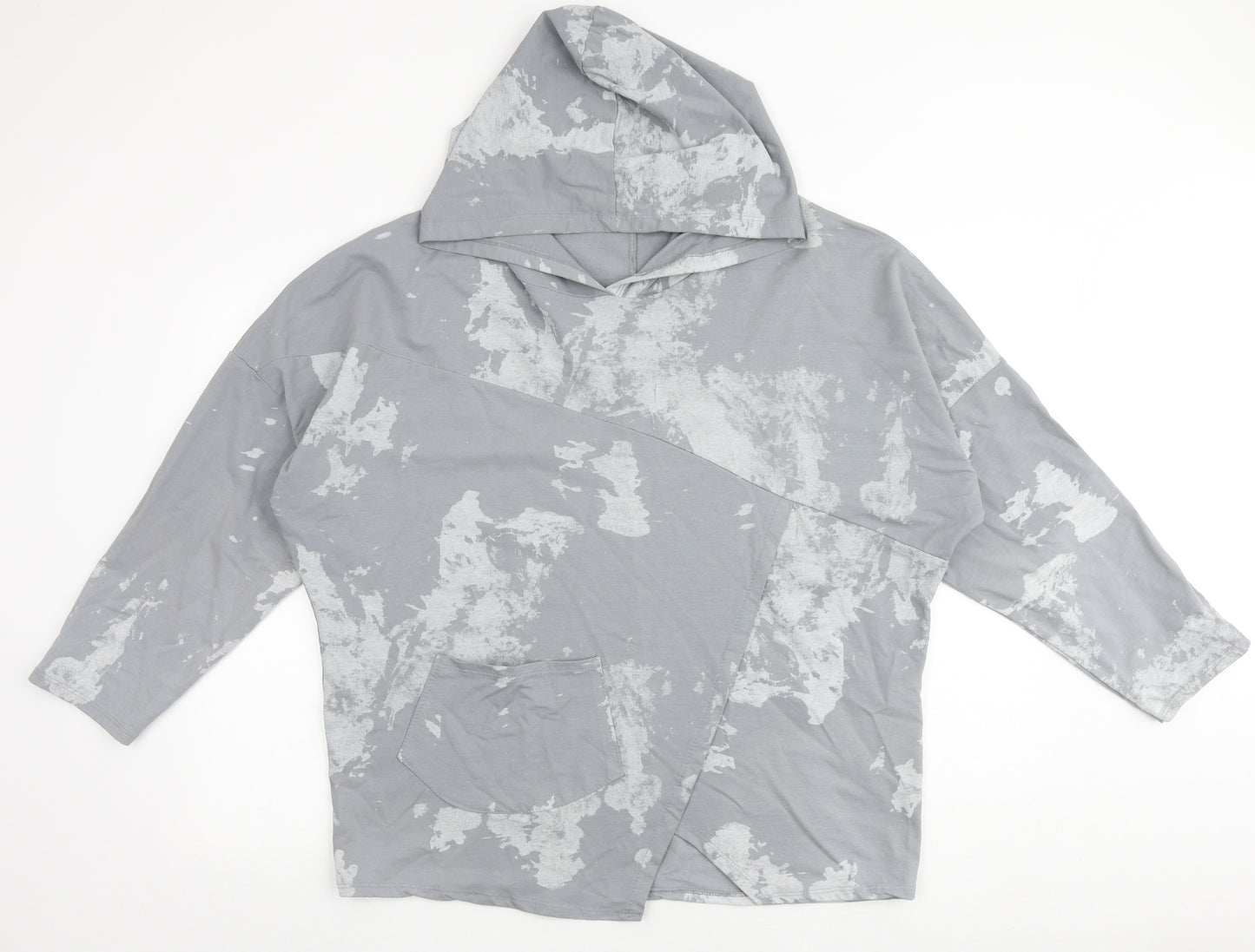 Nabella Womens Grey Geometric Polyester Pullover Hoodie Size S Pullover