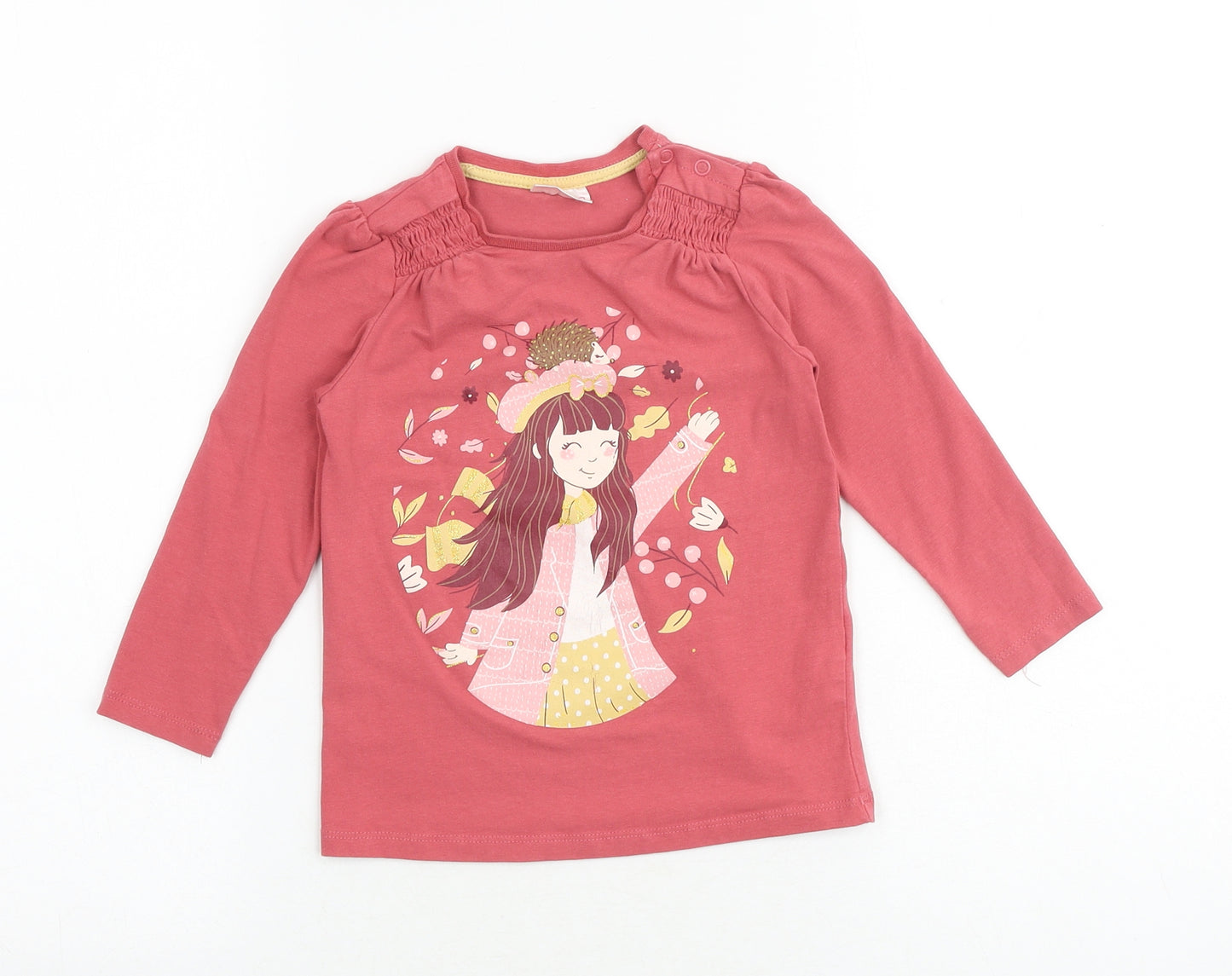 So Cute Girls Pink 100% Cotton Basic T-Shirt Size 2-3 Years Round Neck Snap