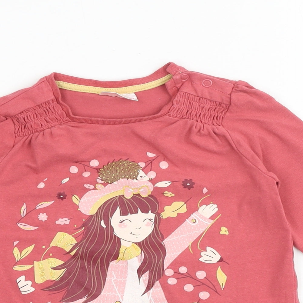 So Cute Girls Pink 100% Cotton Basic T-Shirt Size 2-3 Years Round Neck Snap