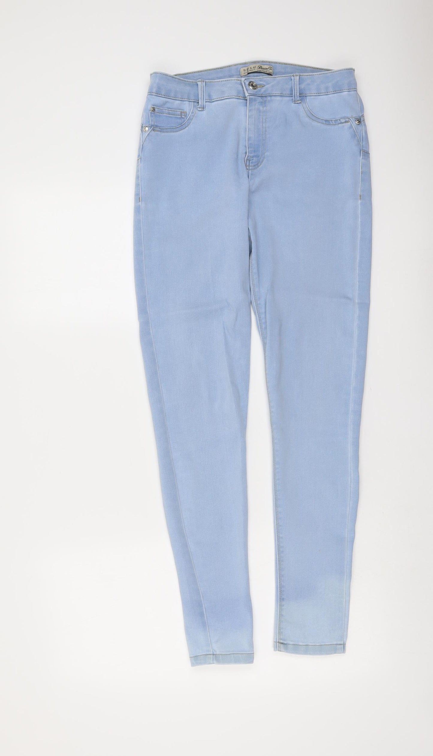 Denim & Co. Womens Blue Cotton Skinny Jeans Size 10 L28 in Regular Button
