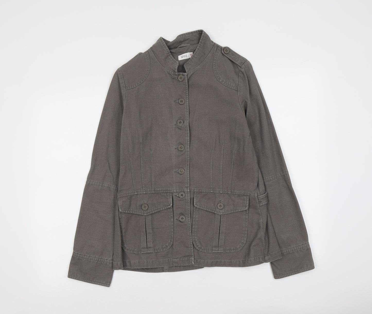 Quiz Womens Grey Jacket Size 10 Button