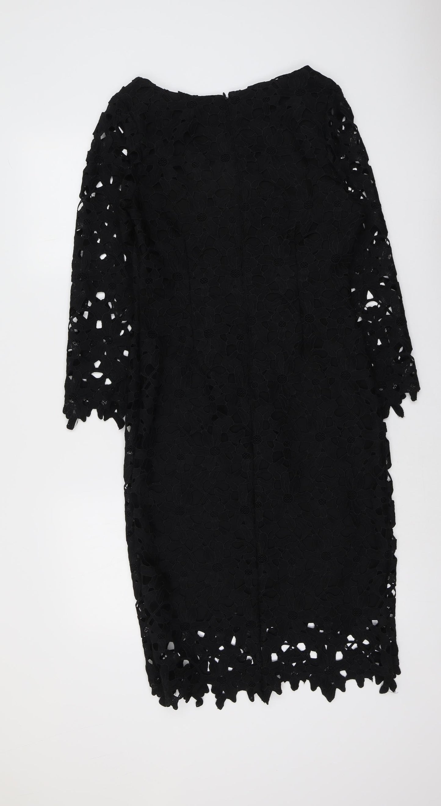 Papaya Womens Black Polyester Shift Size 10 V-Neck Zip