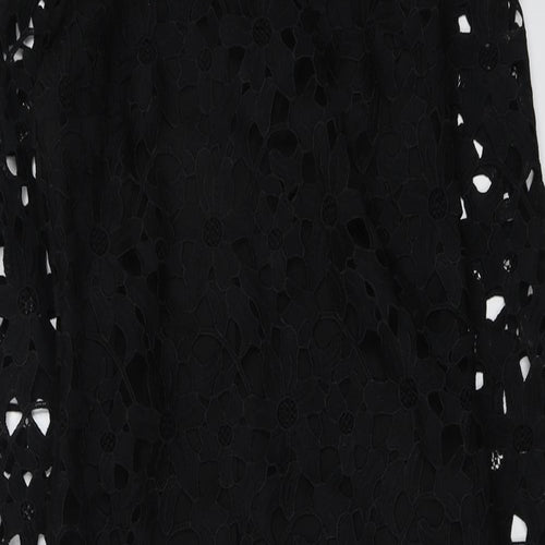 Papaya Womens Black Polyester Shift Size 10 V-Neck Zip