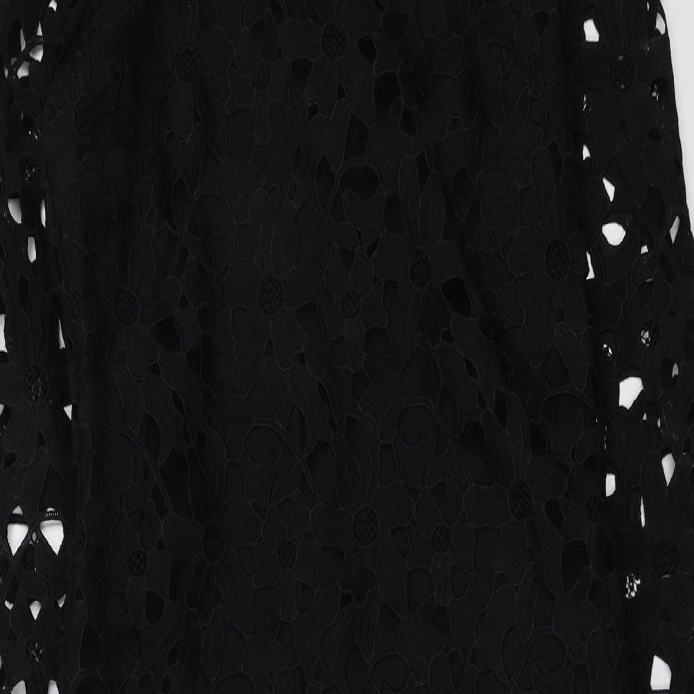 Papaya Womens Black Polyester Shift Size 10 V-Neck Zip