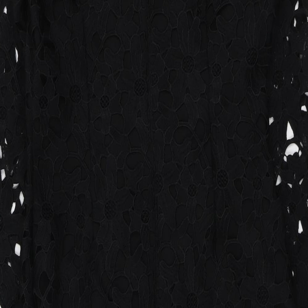 Papaya Womens Black Polyester Shift Size 10 V-Neck Zip