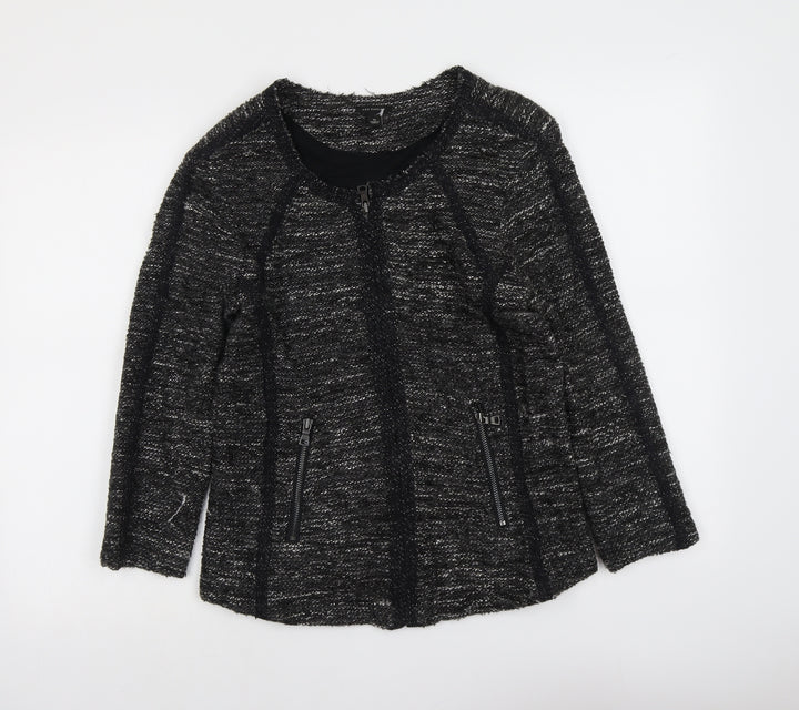 Ann Taylor Womens Grey Geometric Jacket Size M Zip