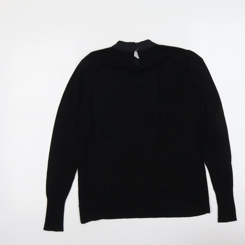 Warehouse Womens Black Round Neck Acrylic Pullover Jumper Size 10