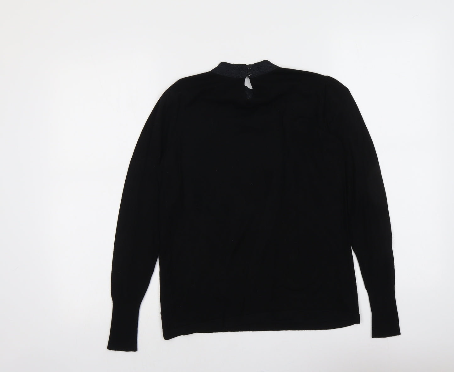Warehouse Womens Black Round Neck Acrylic Pullover Jumper Size 10