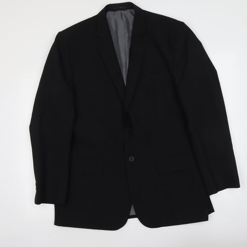 F&F Mens Black Polyester Jacket Suit Jacket Size L Regular