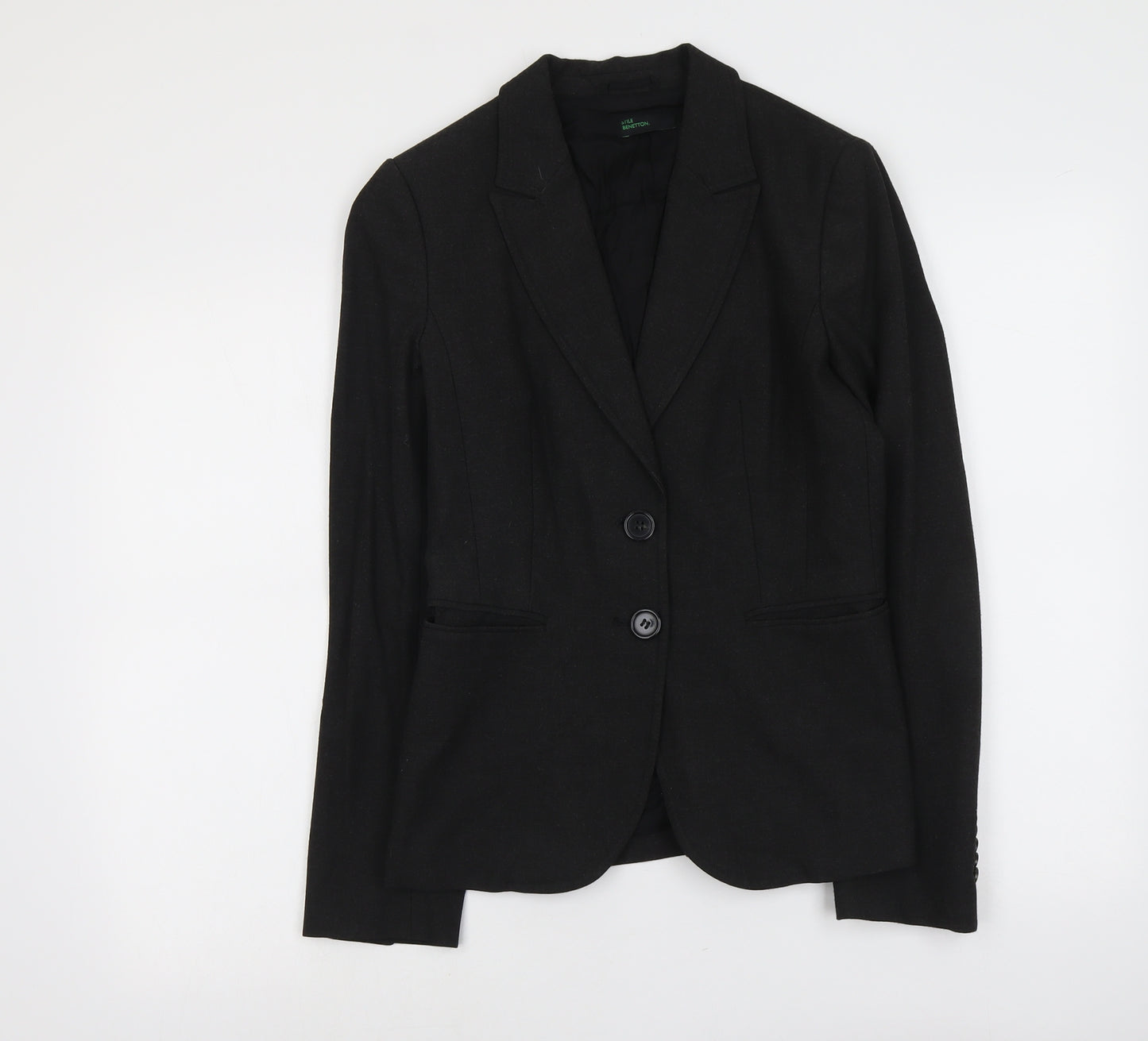 United Colors of Benetton Womens Grey Polyester Jacket Suit Jacket Size 14