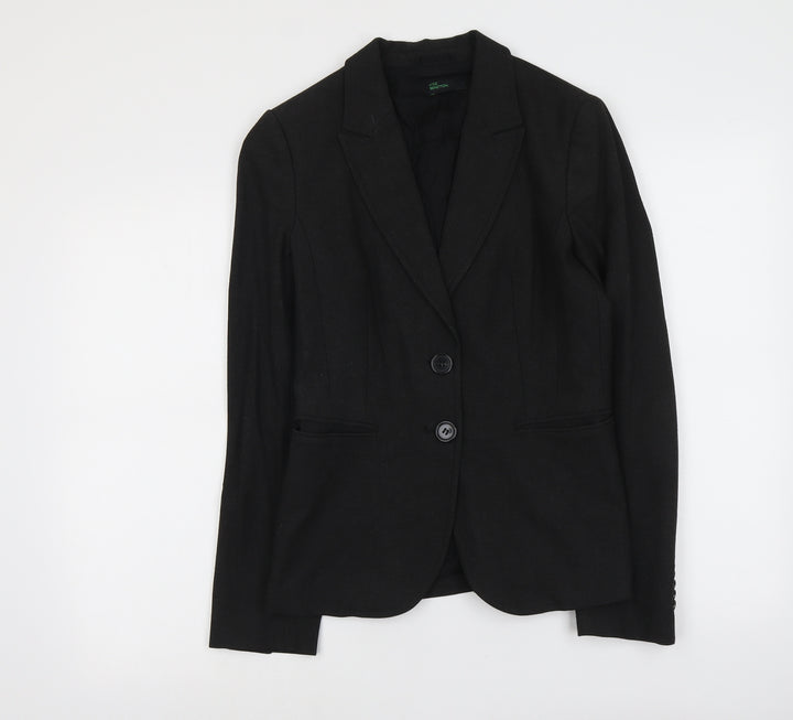 United Colors of Benetton Womens Grey Polyester Jacket Suit Jacket Size 14