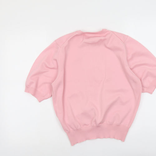 Classic Womens Pink Round Neck Polyester Pullover Jumper Size 14