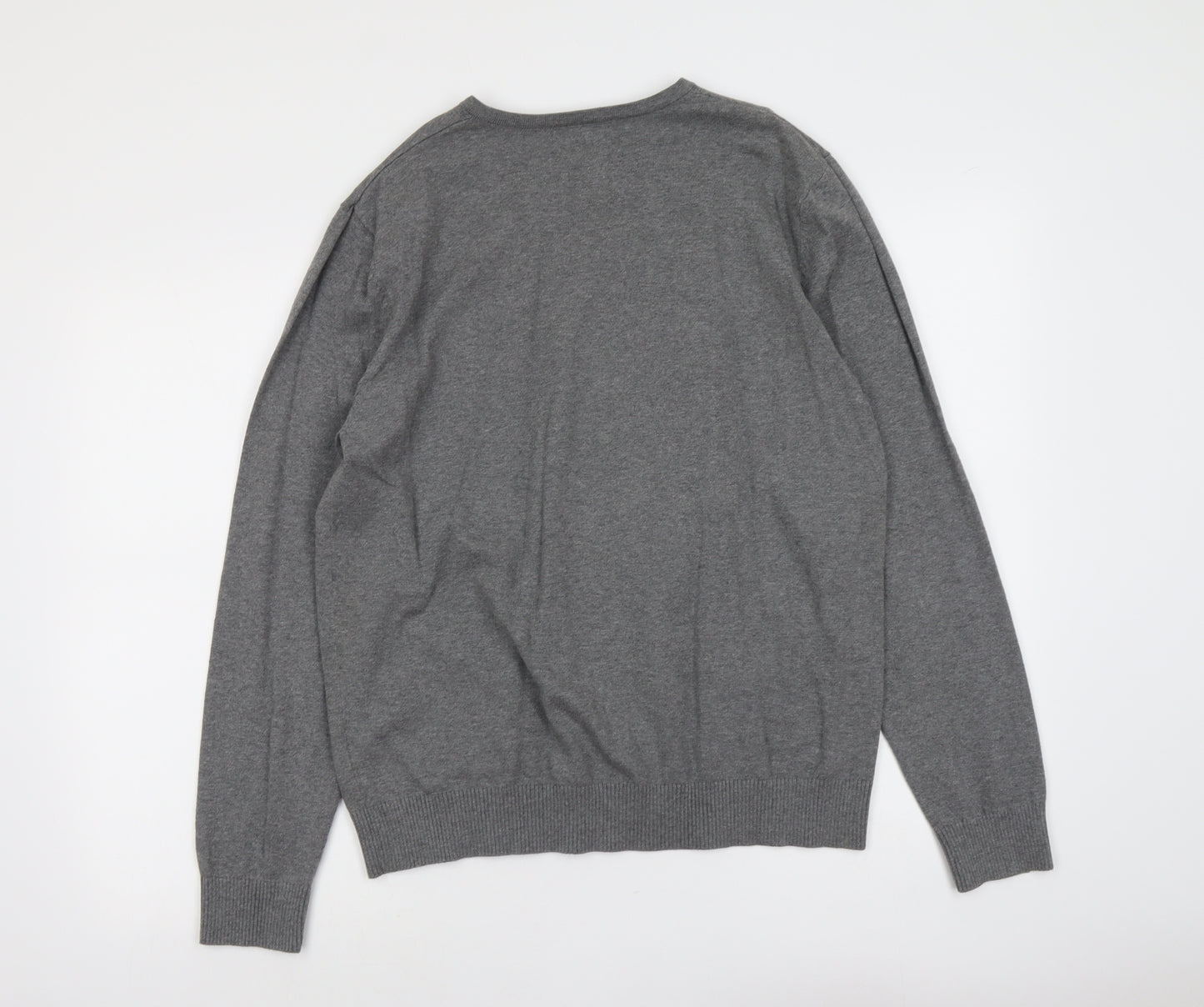 Burton Mens Grey V-Neck Cotton Pullover Jumper Size L Long Sleeve