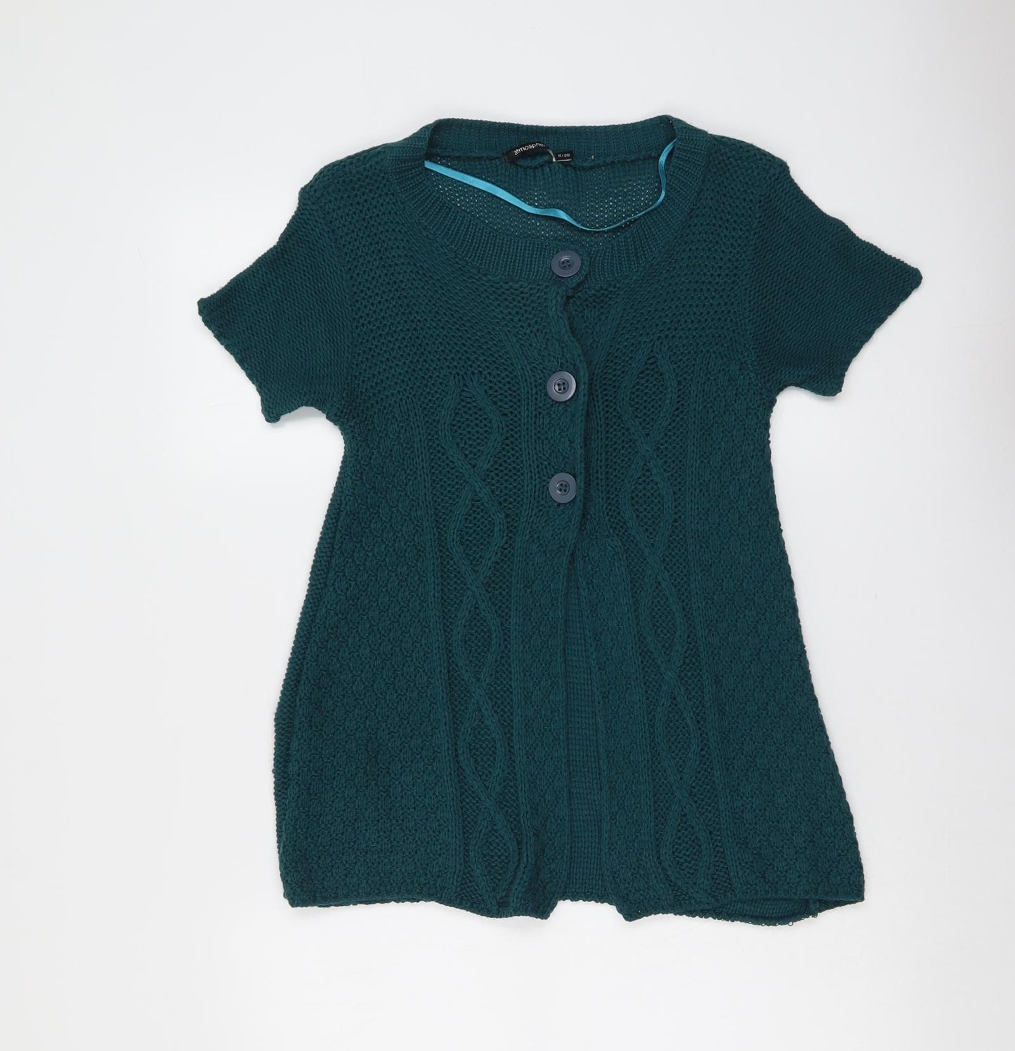 Atmosphere Womens Green Round Neck Acrylic Cardigan Jumper Size 8